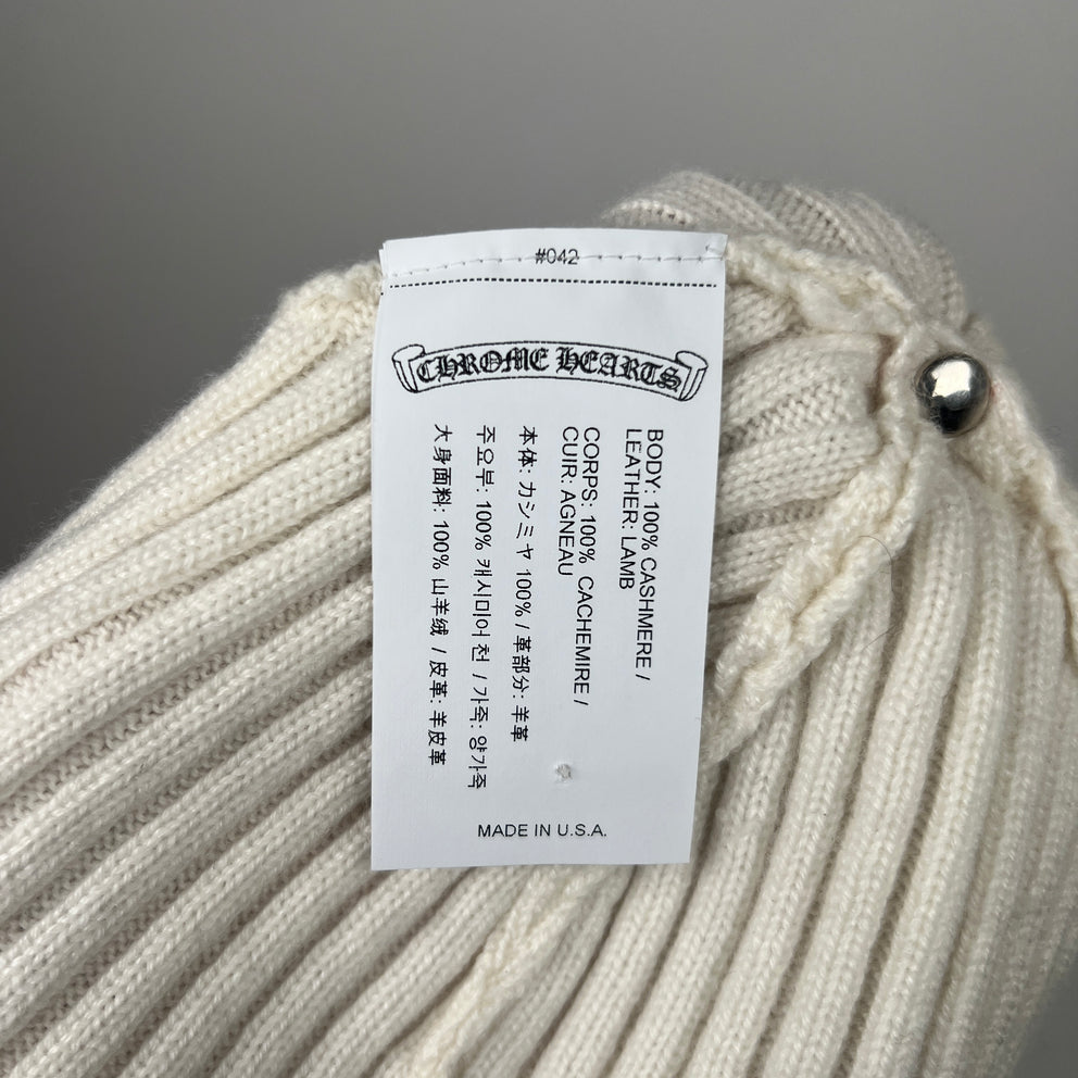 Chrome Hearts White Plus Cross Cashmere Beanie