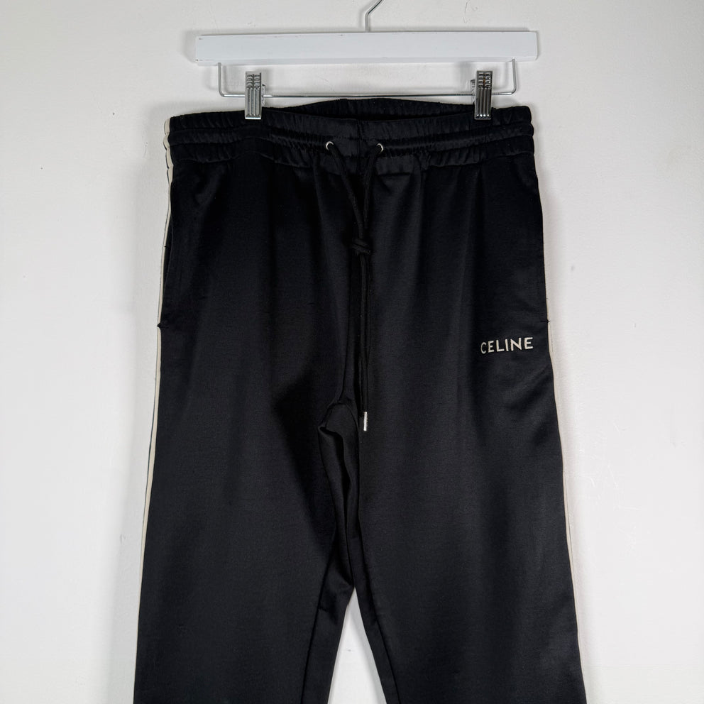 Celine Black Striped Logo Sweatpants Size M