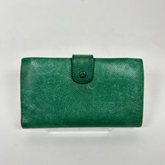 Chanel Green Pebbled Leather Bi-Fold Wallet