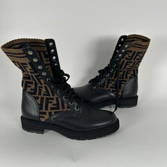 Fendi Rockoko Knit FF Combat Boots Size 39.5