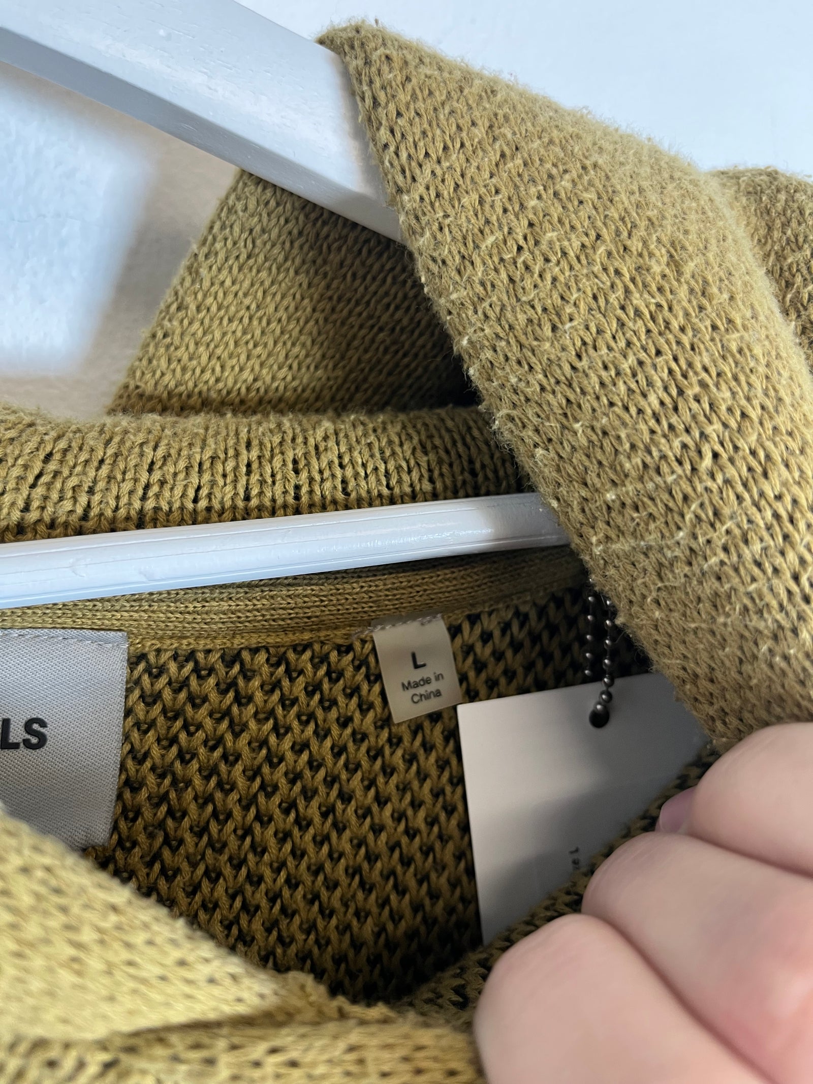 Essentials Olive Knit Hoodie Size L
