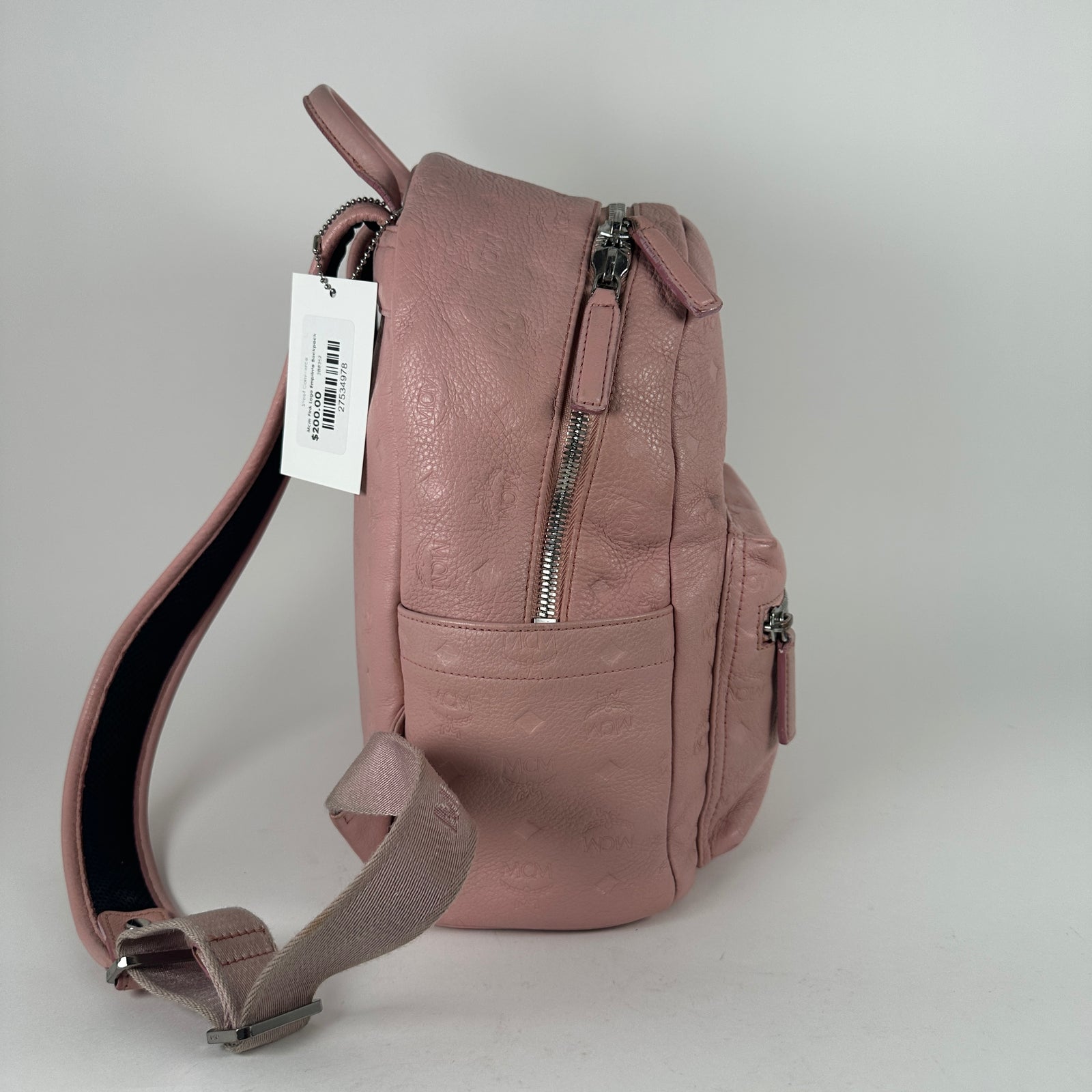 Mcm Pink Logo Emprinte Backpack