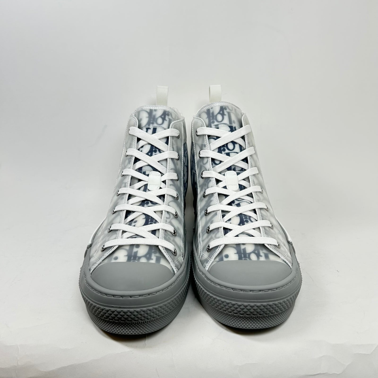 Dior B23 Blue/Grey Oblique Transparent High Top Sneaker Size 45