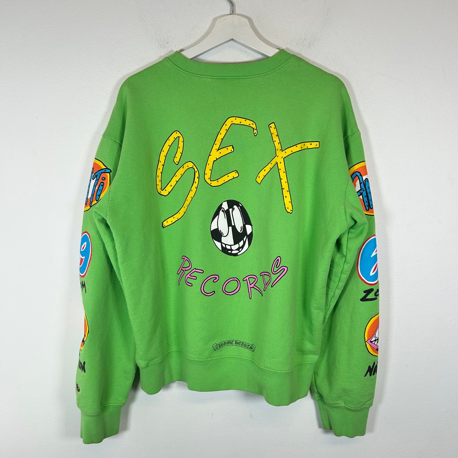 Chrome Hearts Lime Green Matty Boy Sex Records Crewneck Size L