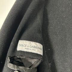 Dolce Gabbana Black Wool Trench Coat Size XL
