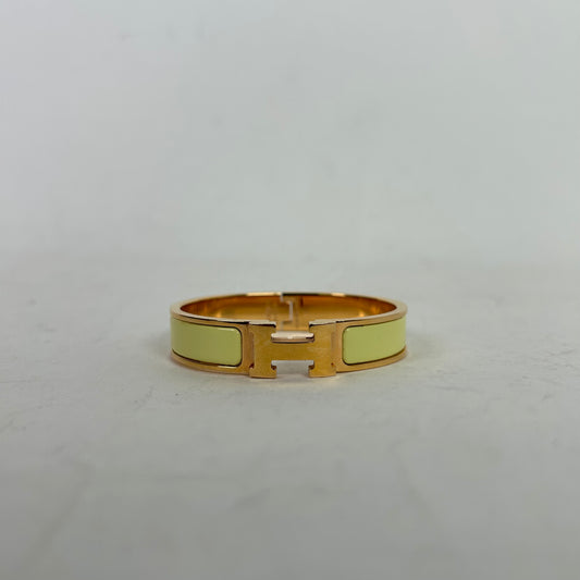 Hermes Jaune Poussin H Clic Enamel Bracelet