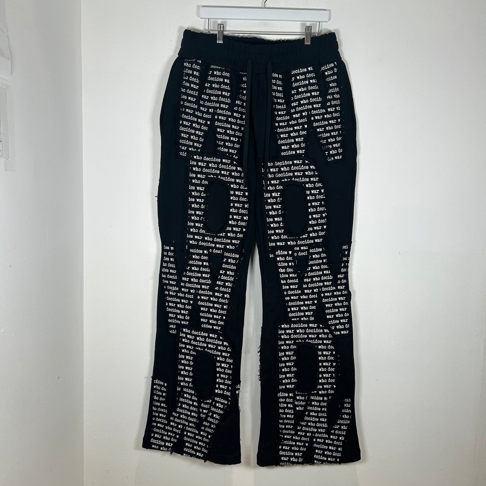 Who Decides War Poem Sweat Pants Size 36