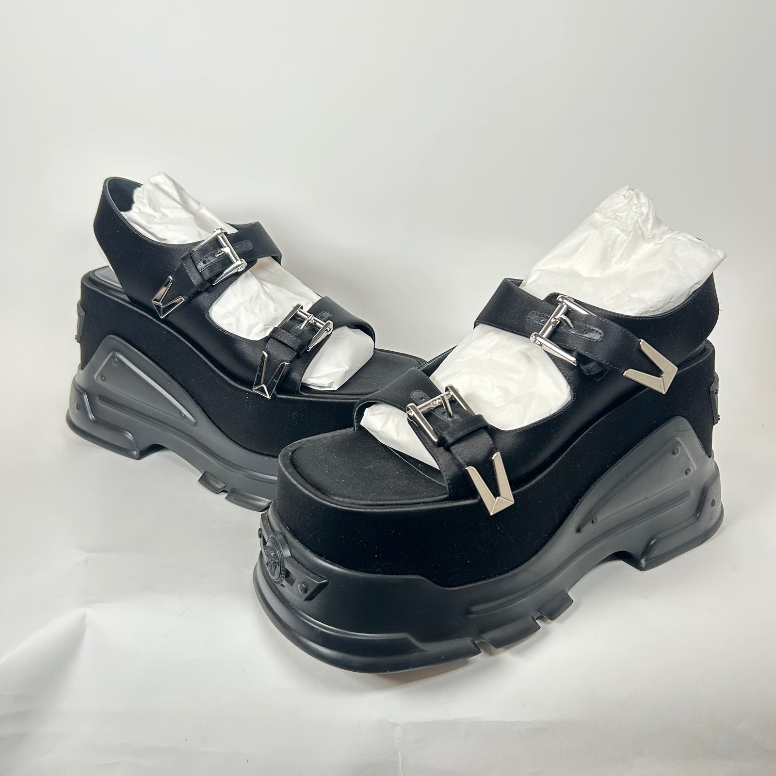 Versace Black Medusa Anthem Platform Sandals Size 40