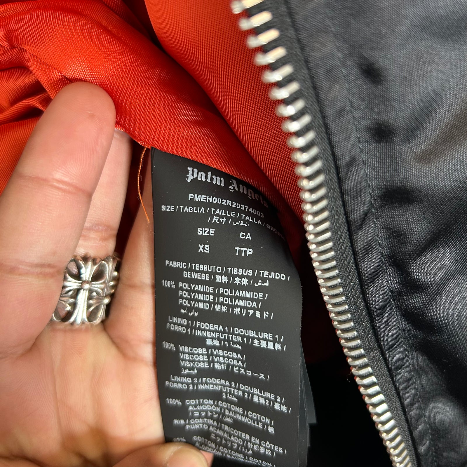 Palm Angels Black Bomber Jacket Size XS