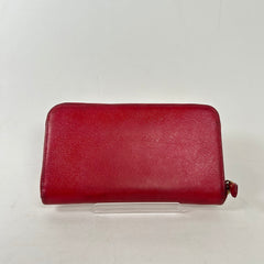 Prada Red Saffiano Zip Around Wallet