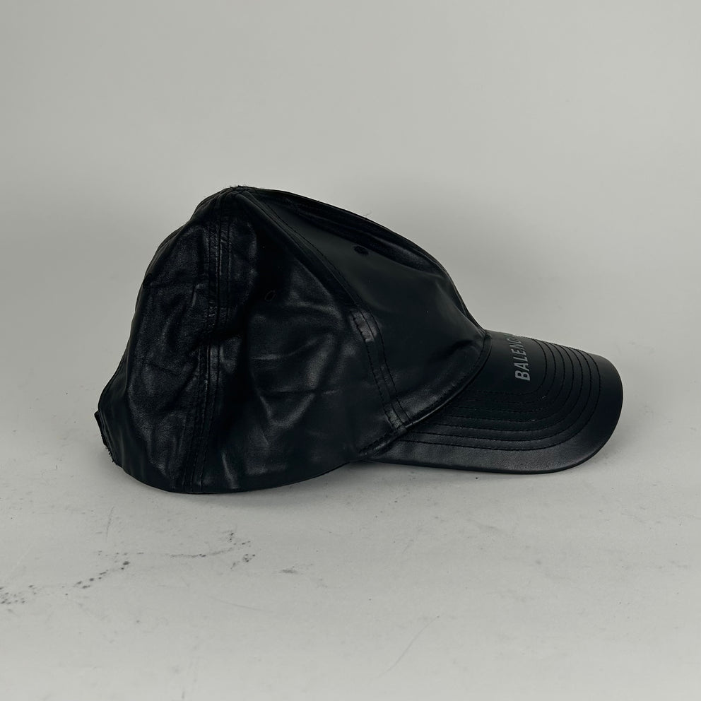 Balenciaga Leather Logo Visor Rim Cap Hat Size L