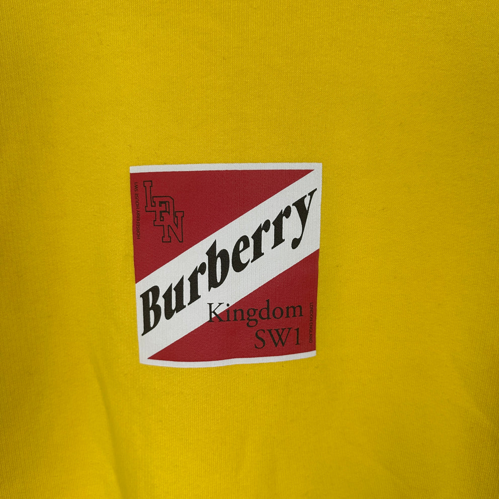 Burberry Yellow 'Kingdom' Logo Crewneck Size M