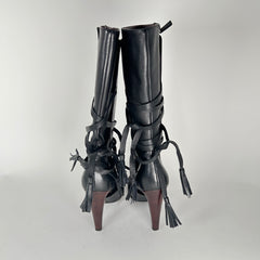 Chanel Black Leather Tassel Boots Size 39