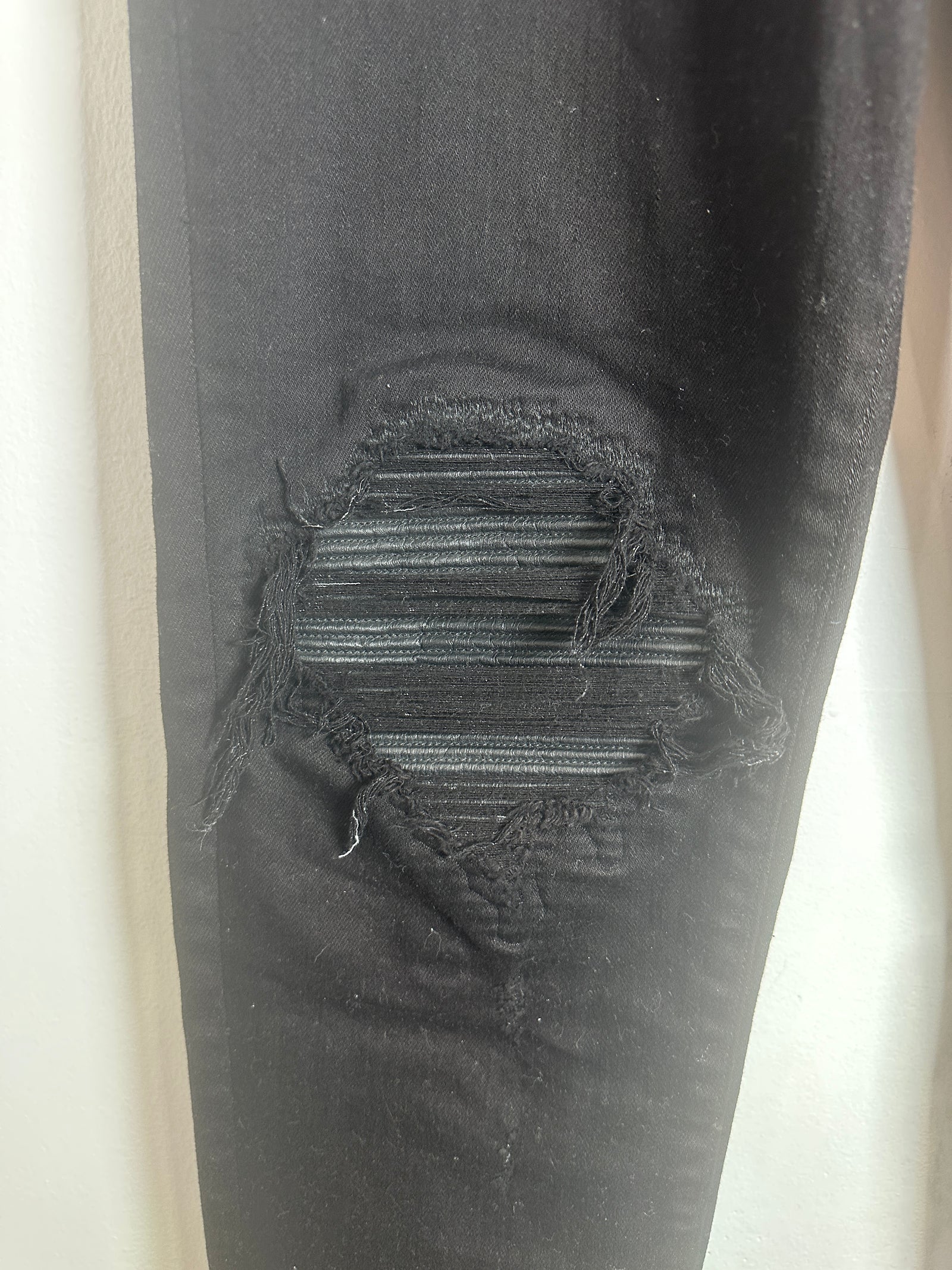 Amiri MX1 Black Leather Patch Jeans Size 34