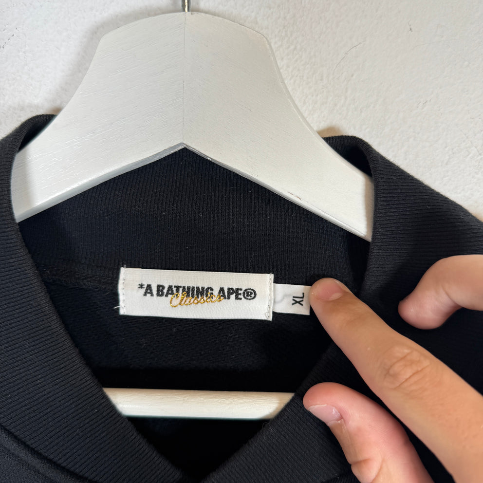 A Bathing Ape Black/Yellow Sweat Varsity Jacket Size XL