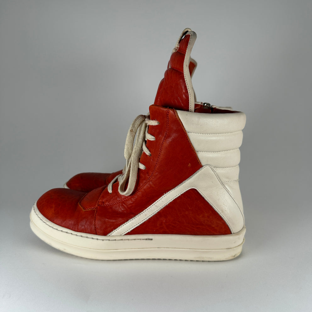 Rick Owens Orange Lamb Leather Geobaskets Size 41