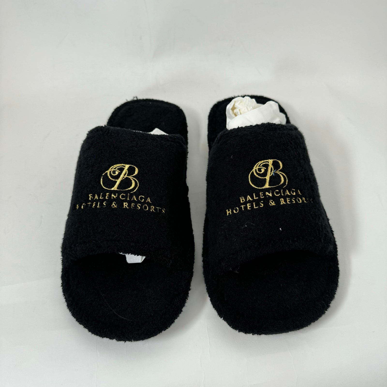 Balenciaga Black Hotel & Resorts Cloth Sandals Size 45