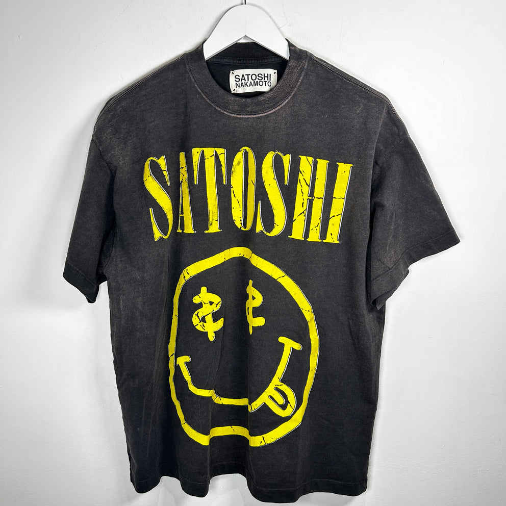 Satoshi Nakamoto Black 'Smiley' Graphic T-Shirt Size M