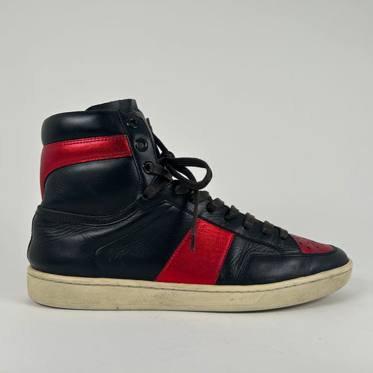 Saint Laurent Black/Red Metallic SL/10 Hightop Sneaker Size 7