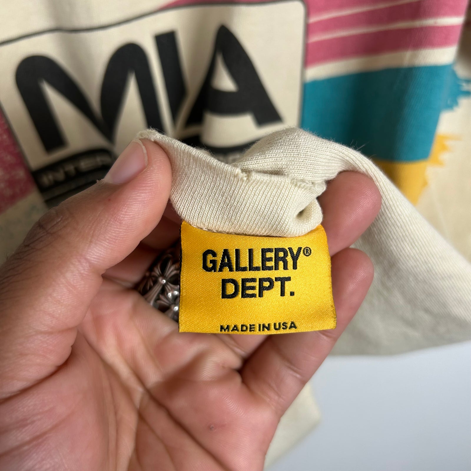 Gallery Dept Beige F1 Miami T-Shirt Size M
