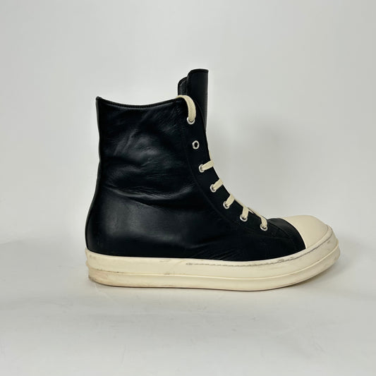 Rick Owens Black Leather High-Top Ramones Size 45.5