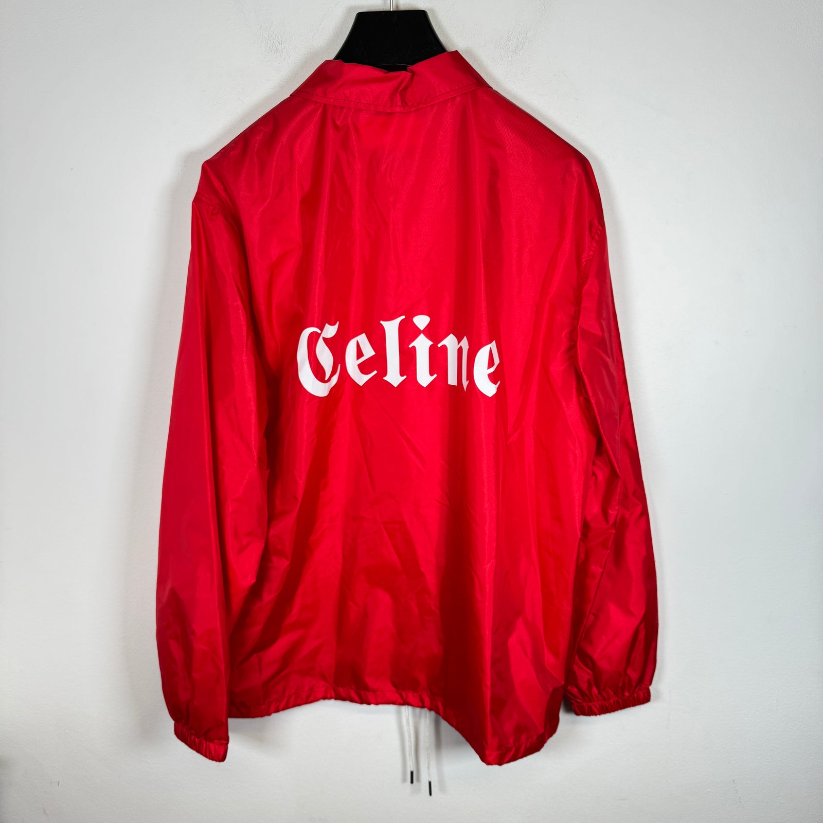 Celine Red Nylon Coach Jacket Size XL