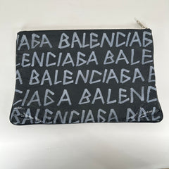 Balenciaga Graffiti Logo Leather Clutch