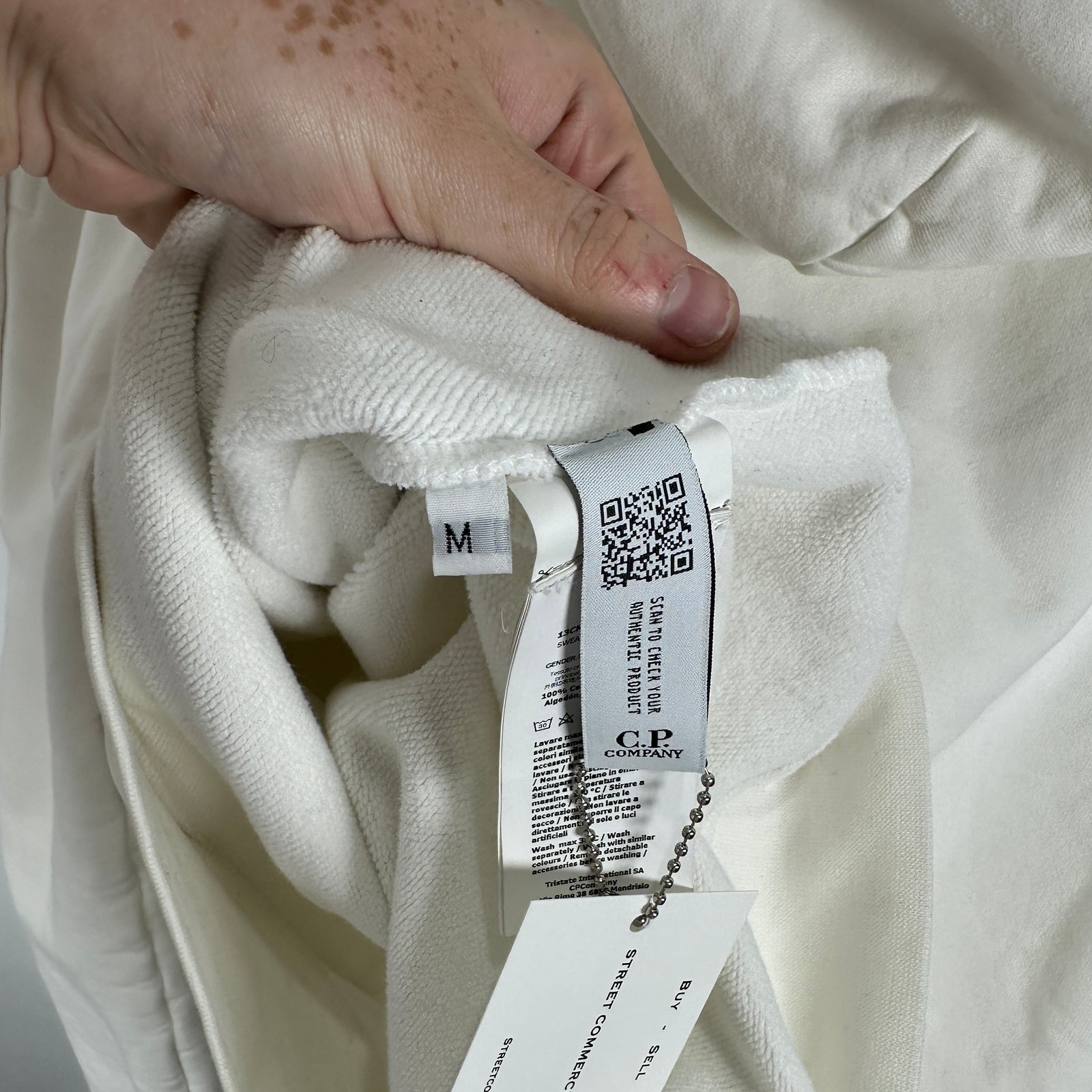 C.P. Company White Hoodie Size M