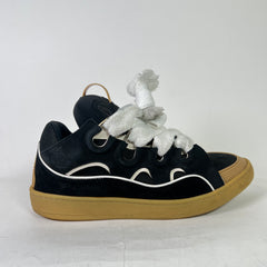 Lanvin Black/Tan Suede Curb Sneakers