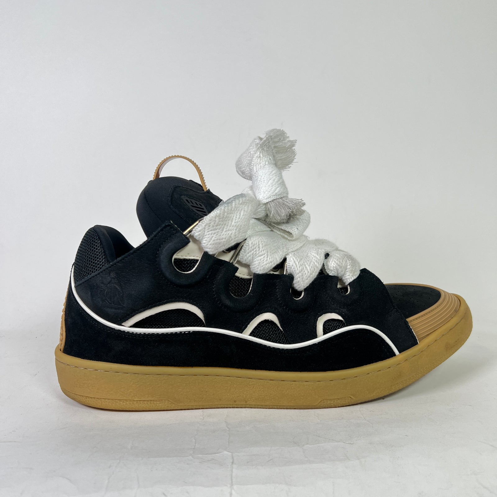 Lanvin Black/Tan Suede Curb Sneakers