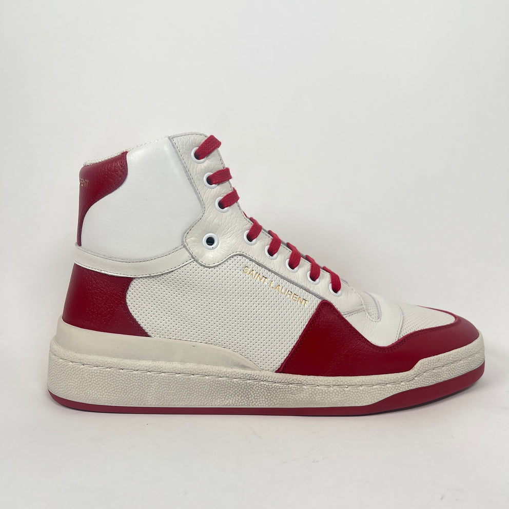 Saint Laurent Red/White SL24 High-Top Sneaker Size 41