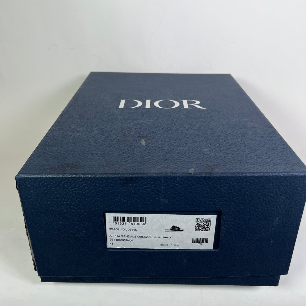 Dior Black/Beige Oblique Alpha Sandals Size 45