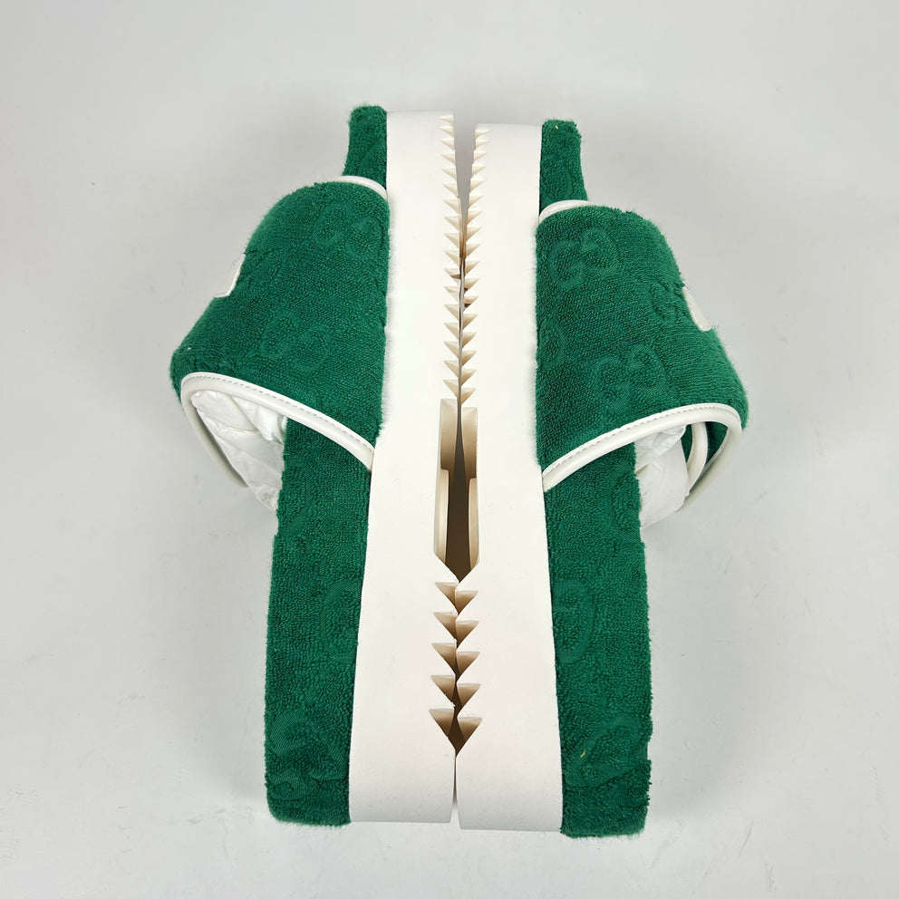 Gucci x Adidas Green GG Platform Sandals Size 38