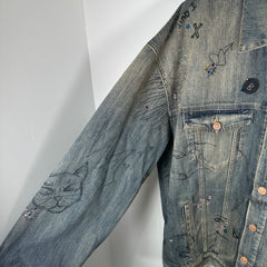 Balenciaga Denim 'Rhinestone Scribble' Jacket Size 2