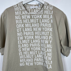 Helmut Lang Tan Neck Logo T-shirt Size M