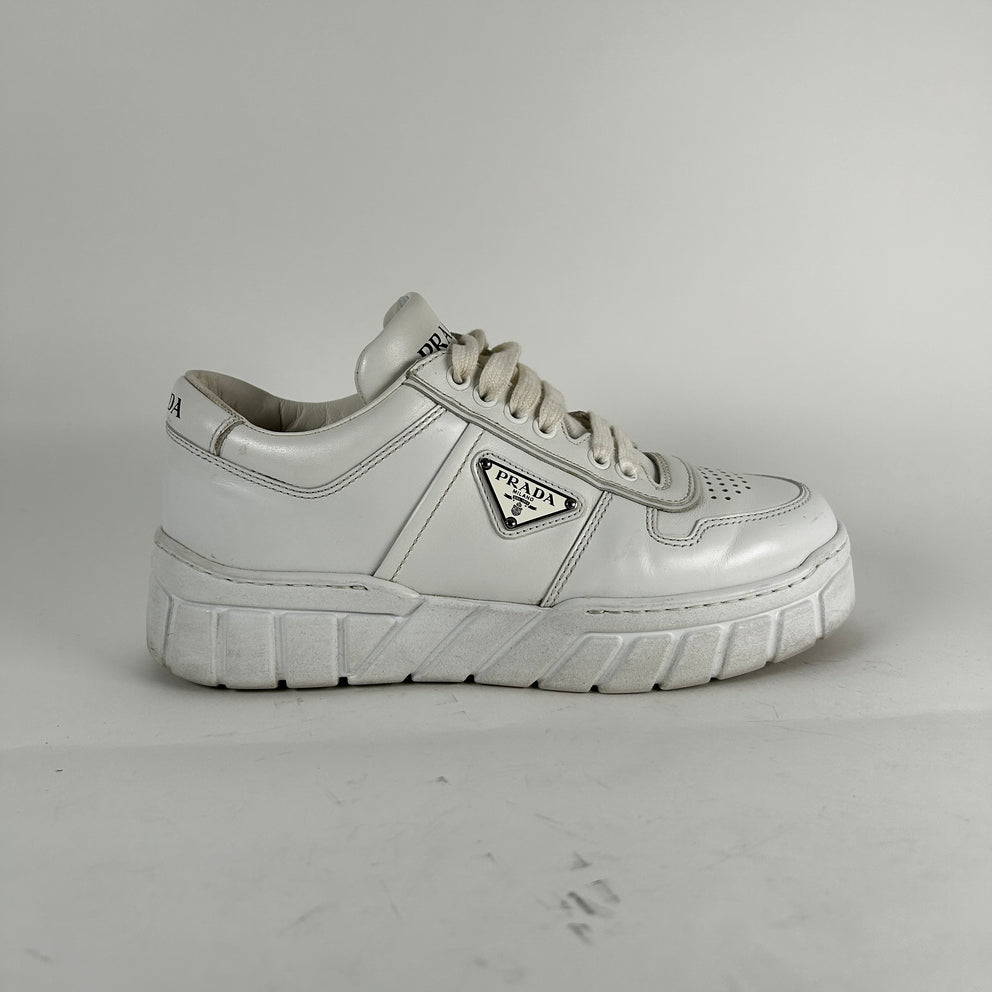 Prada Plaque White Sneaker Size 5