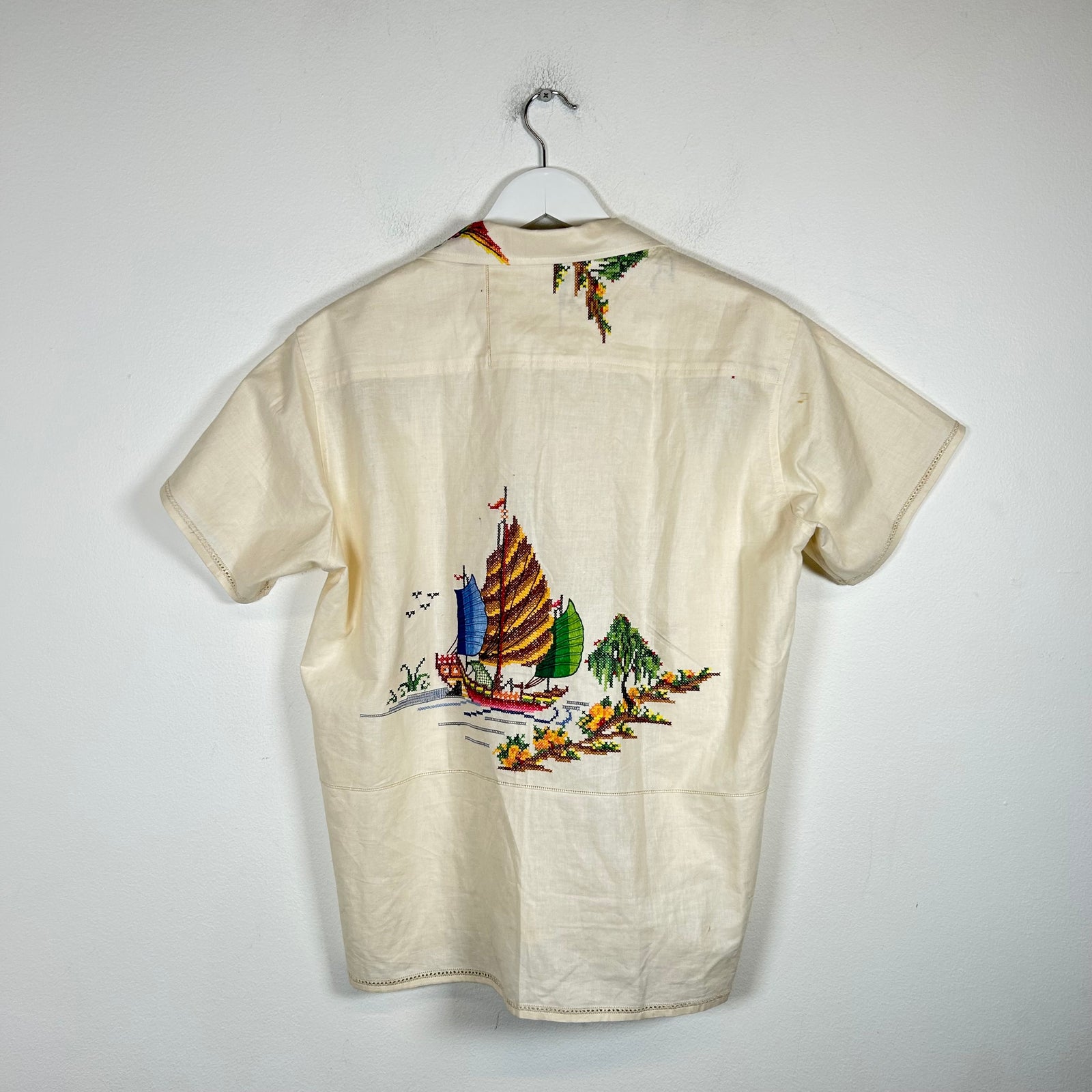 Bode Cream One Of A Kind Button-Up Shirt Size M