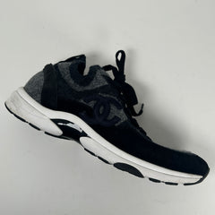 Chanel Dark Grey Knit Sock Runner Size 44