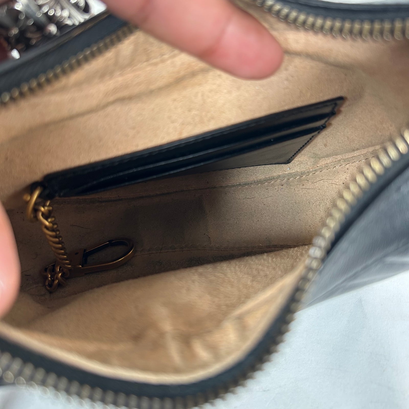 Gucci Black GG Marmont Mini Half Moon Hobo Bag