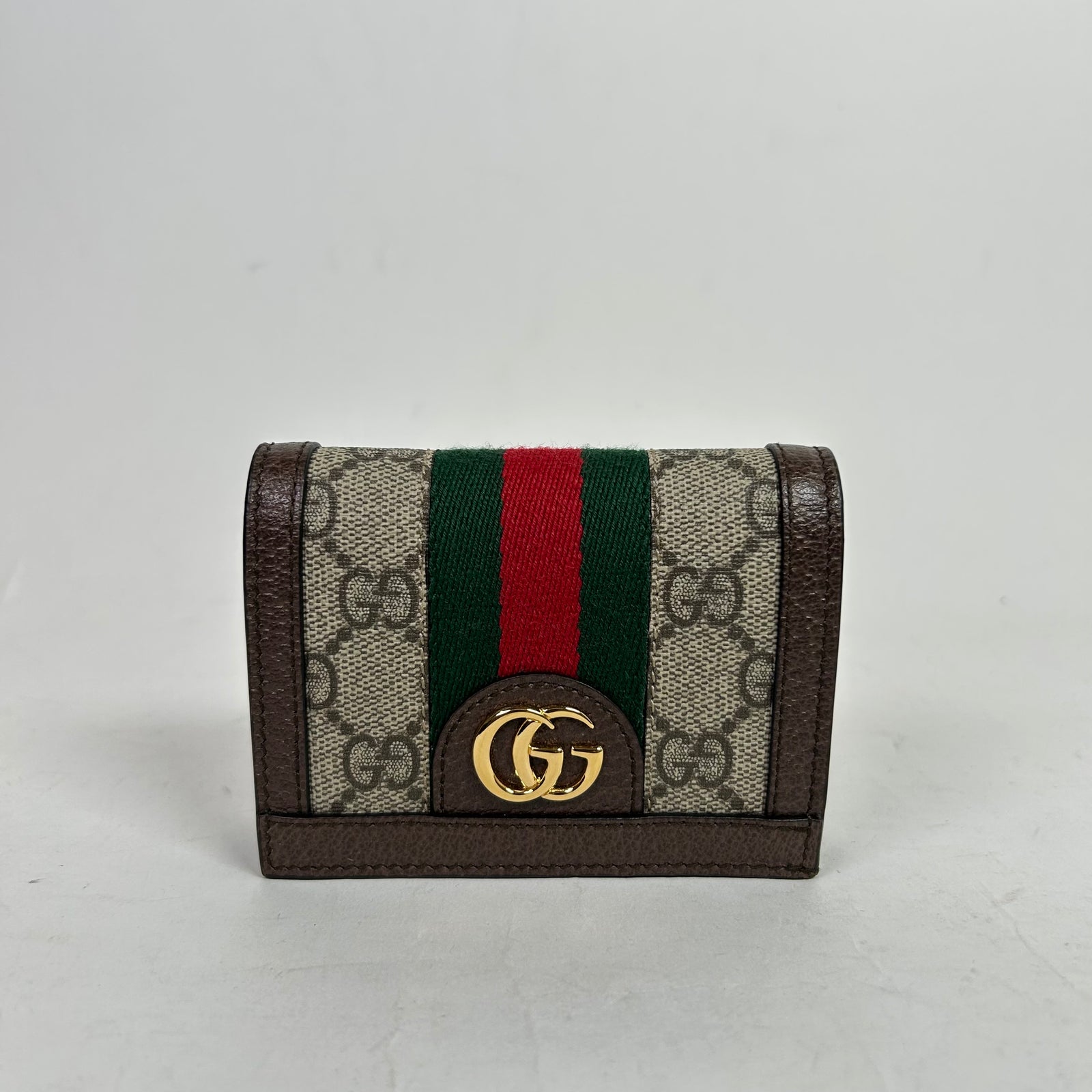 Gucci GG Canvas Ophidia Leather Compact Wallet