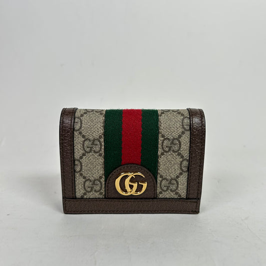 Gucci GG Canvas Ophidia Leather Compact Wallet
