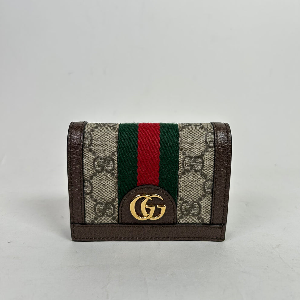 Gucci GG Canvas Ophidia Leather Compact Wallet