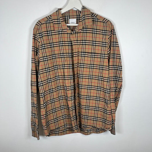 Burberry Simpson Check LS Button Up Shirt Sz XL
