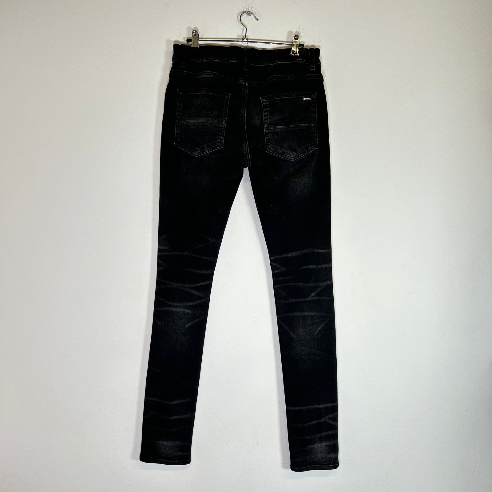 Amiri Black Washed Skinny Jeans Size 31