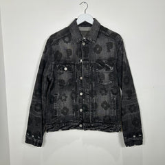 Purple Darkwash Jean Graphic Jean Jacket Size M