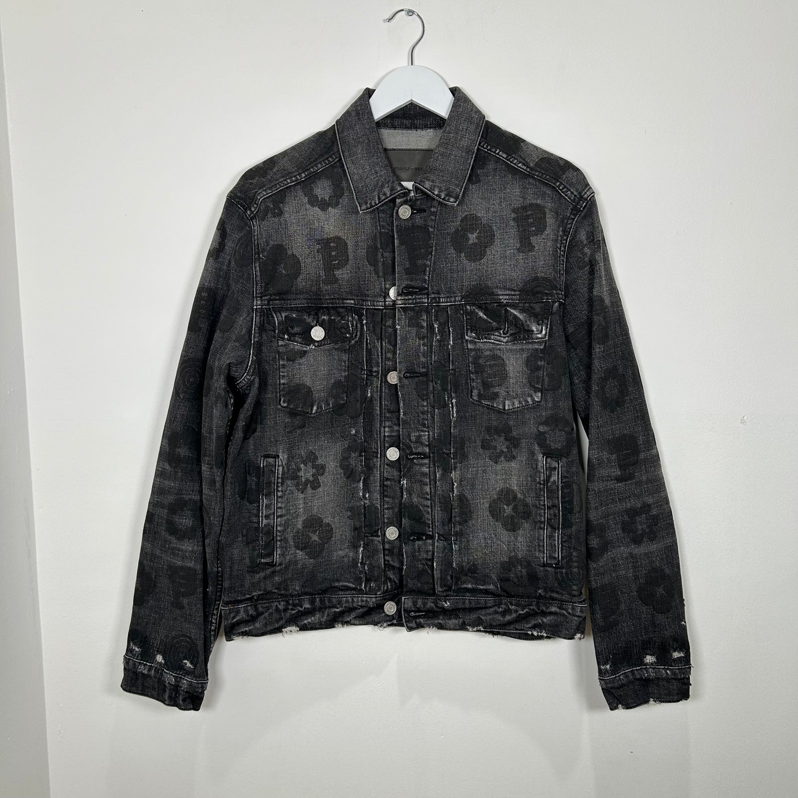 Purple Darkwash Jean Graphic Jean Jacket Size M