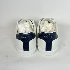 Gucci White/Blue Web Ace Sneaker Size GG 9.5