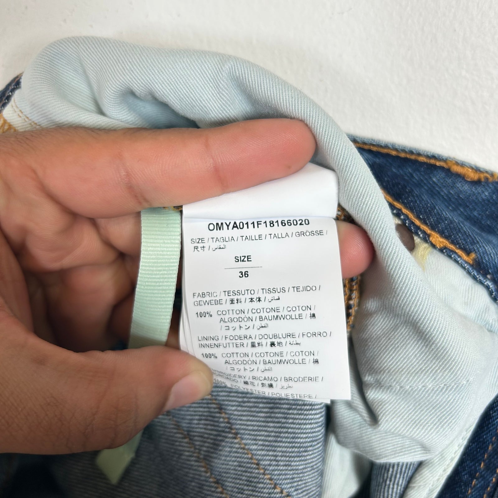 Off-White Blue Gothic Embroidered Slim Fit Jeans Size 36