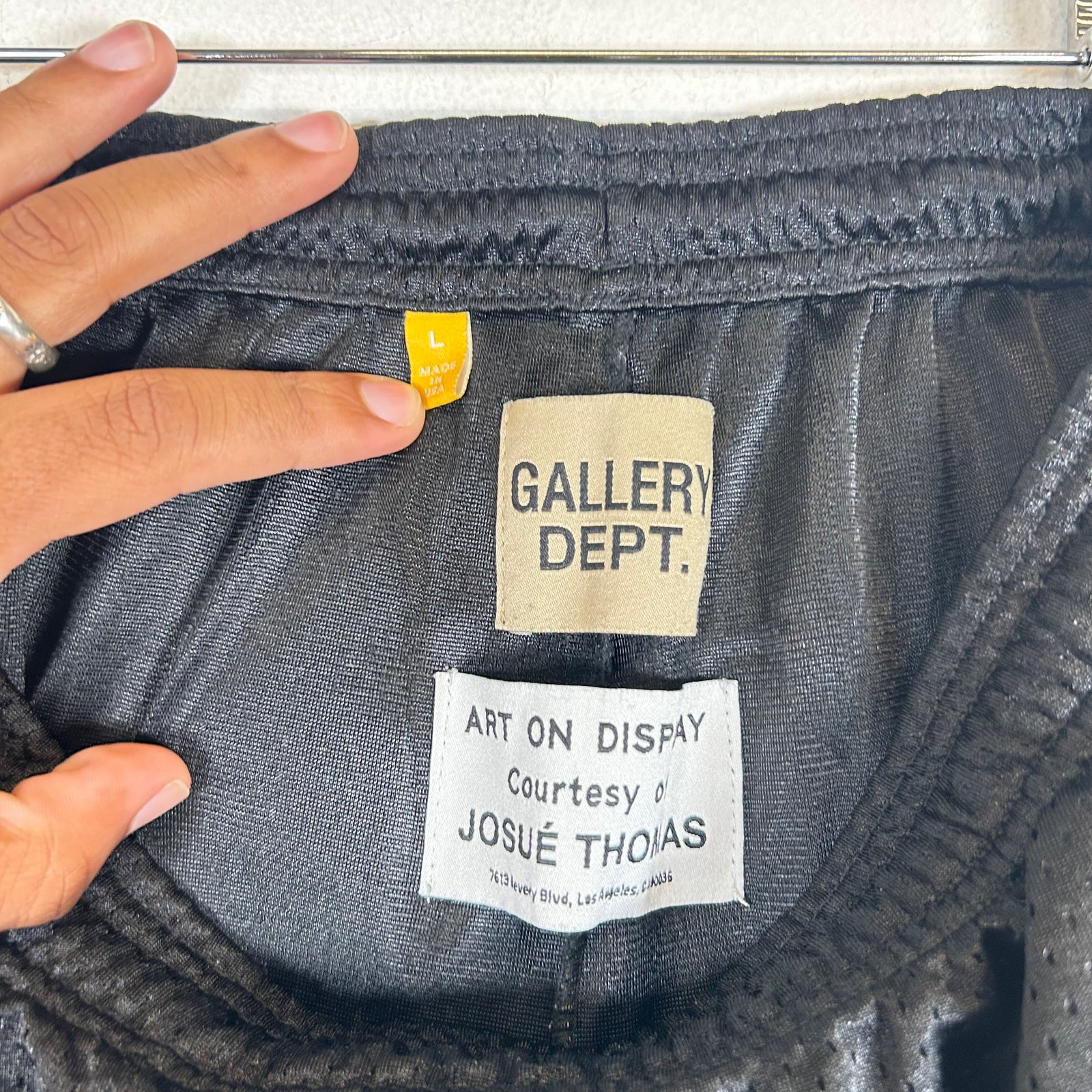 Gallery Dept Black Paint Splatter Mesh Shorts Size L