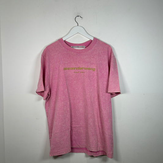 Alexander Wang Acid Pink Oversized Logo T-Shirt Size L